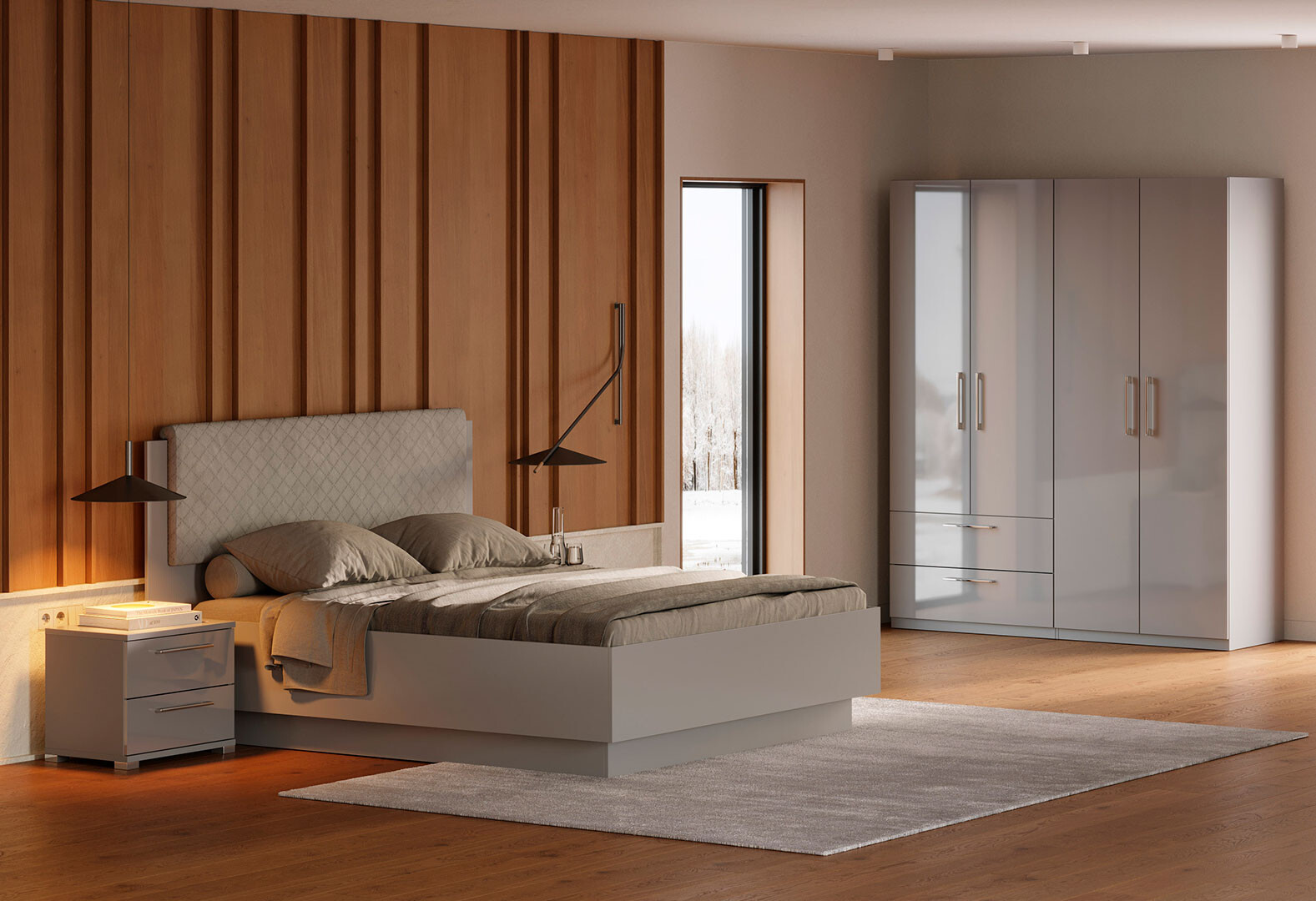 Фото 2 - Спальня MiroMark Мегі / Megy 4D 160 см, глянець сірий шиншила