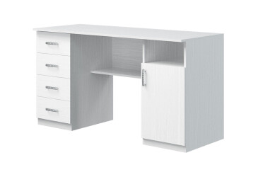 Фото Стіл письмовий Київський стандарт Е1 СМ 135x60 см з тумбою і шухлядами, білий структурний new