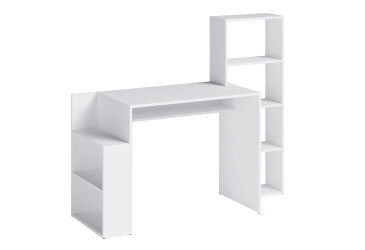 Фото Стол письменный Moreli ST0025 144x50 см с надстройкой и полками, белый