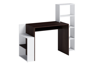 Фото Стол письменный Moreli ST0025 144x50 см с надстройкой и полками, венге магия/белый
