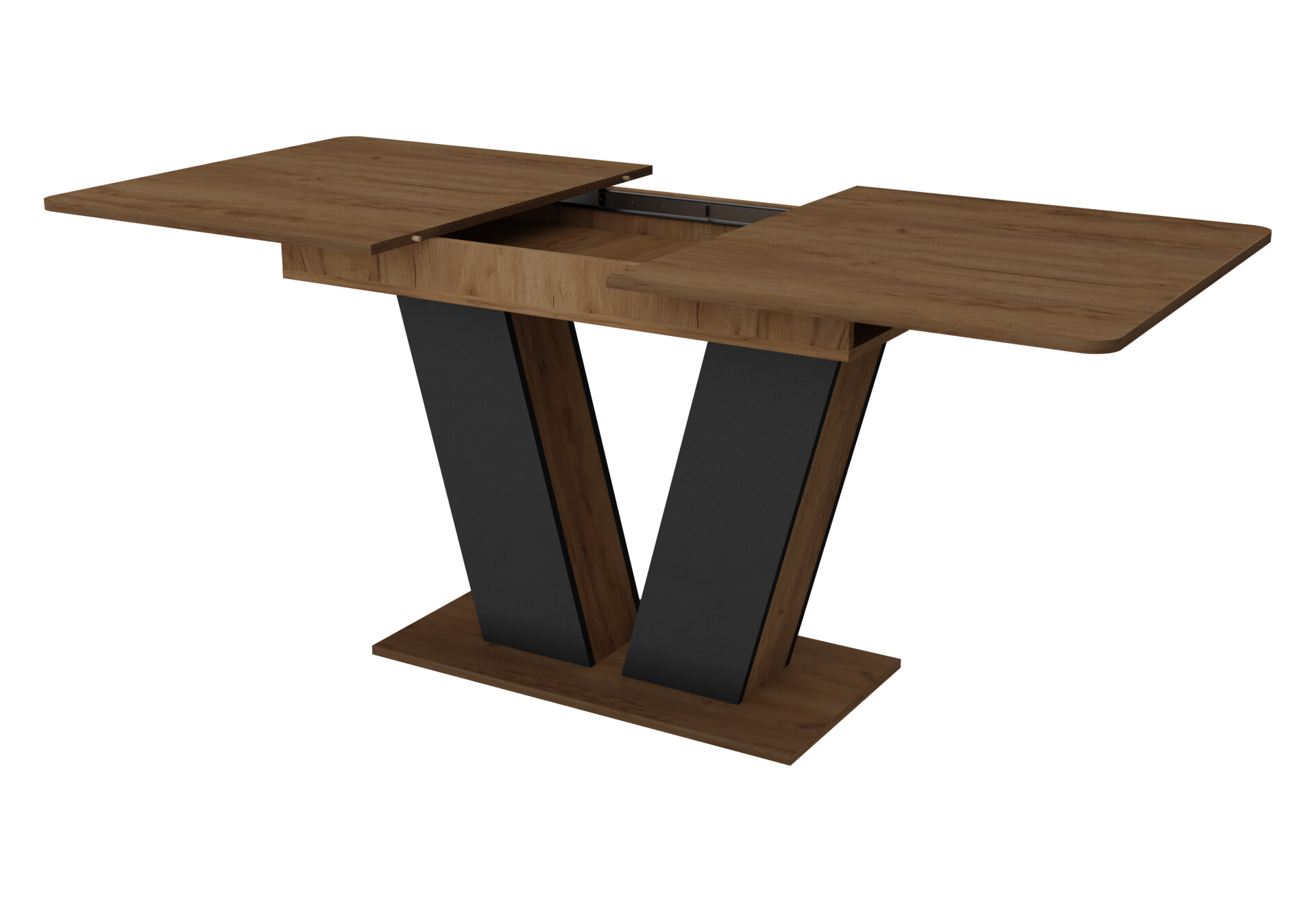 Фото 3 - Стол обеденный Неман Дэн 140x80 см раскладной, дуб крафт золотой / графит