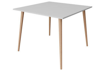 Фото Стол обеденный Неман Лойс 68x68 см, белый / ольха (лак)