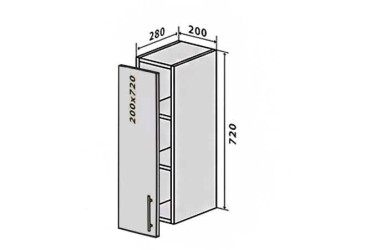 Фото В1 Полки + фасад петли 200х720 Моно Вип-Мастер