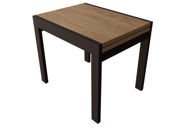 Фото Стол обеденный Неман Корс 89x69 см розкладний, дуб крафт золотой, ножки венге