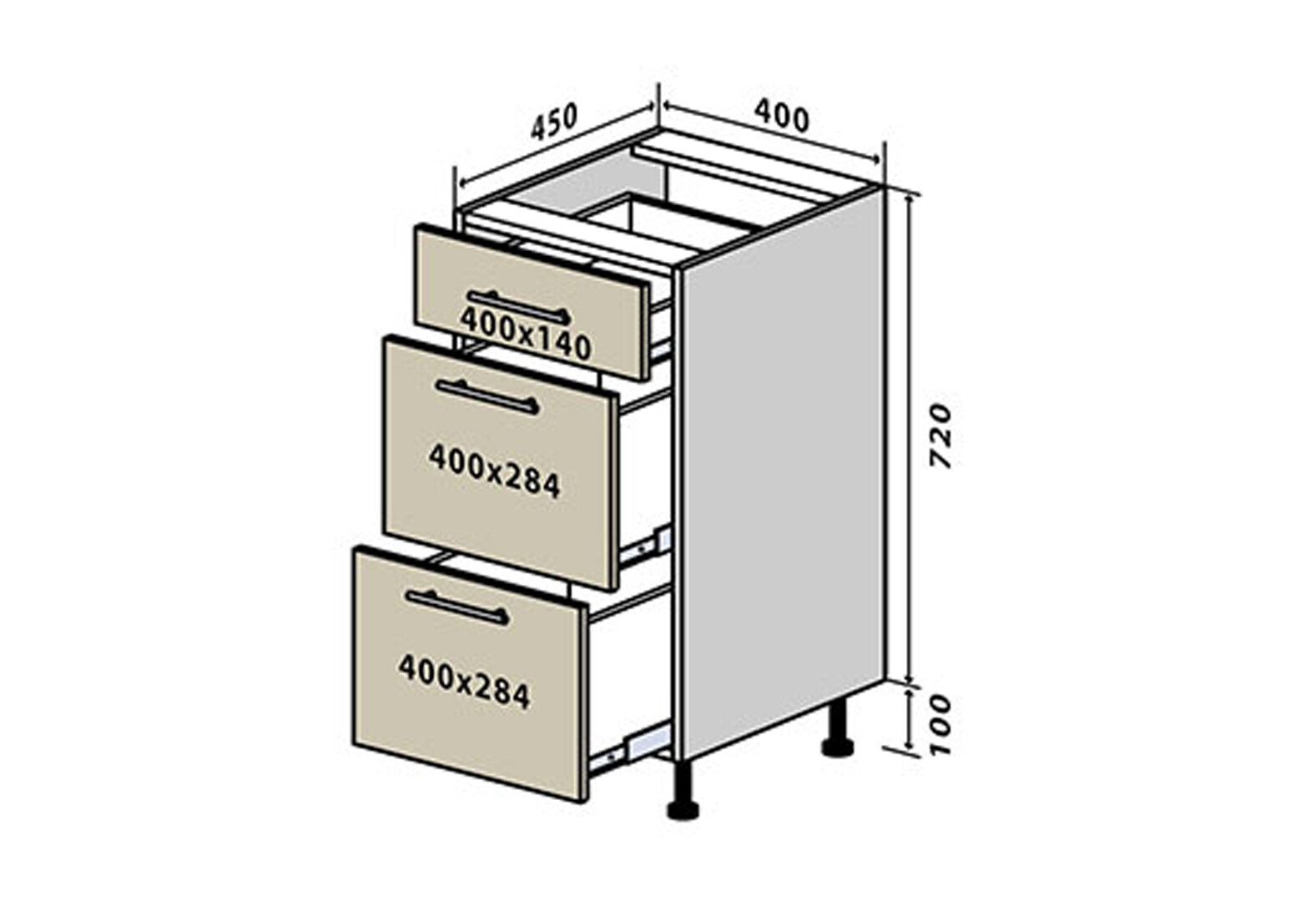 Фото 1 - Н9 Тумба 3Ш 40 Моно Вип-Мастер