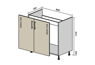 Фото Н14 Тумба мойка 2Д 80 Моно Вип-Мастер