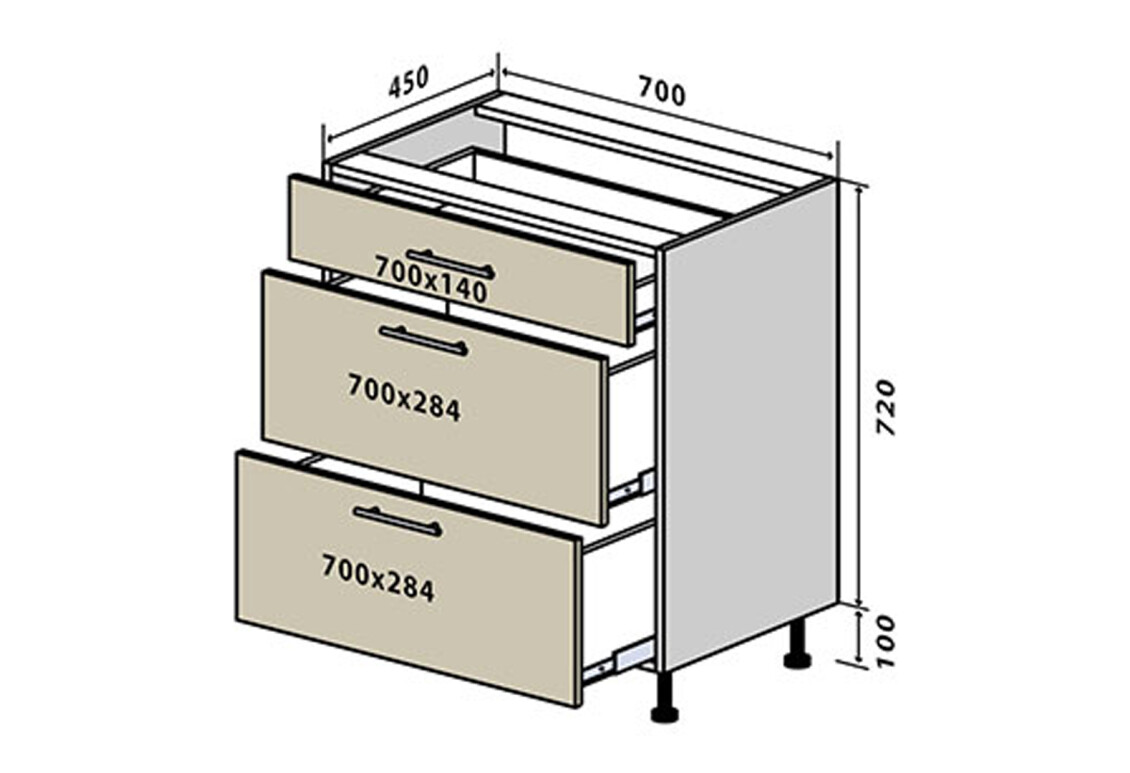 Фото Н46 Тумба 3Ш 70 Моно VIP-master