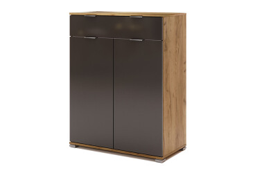 Фото Комод MiroMark Луна 2-дверный с 1 ящиком 80 см, Лава / Дуб крафт