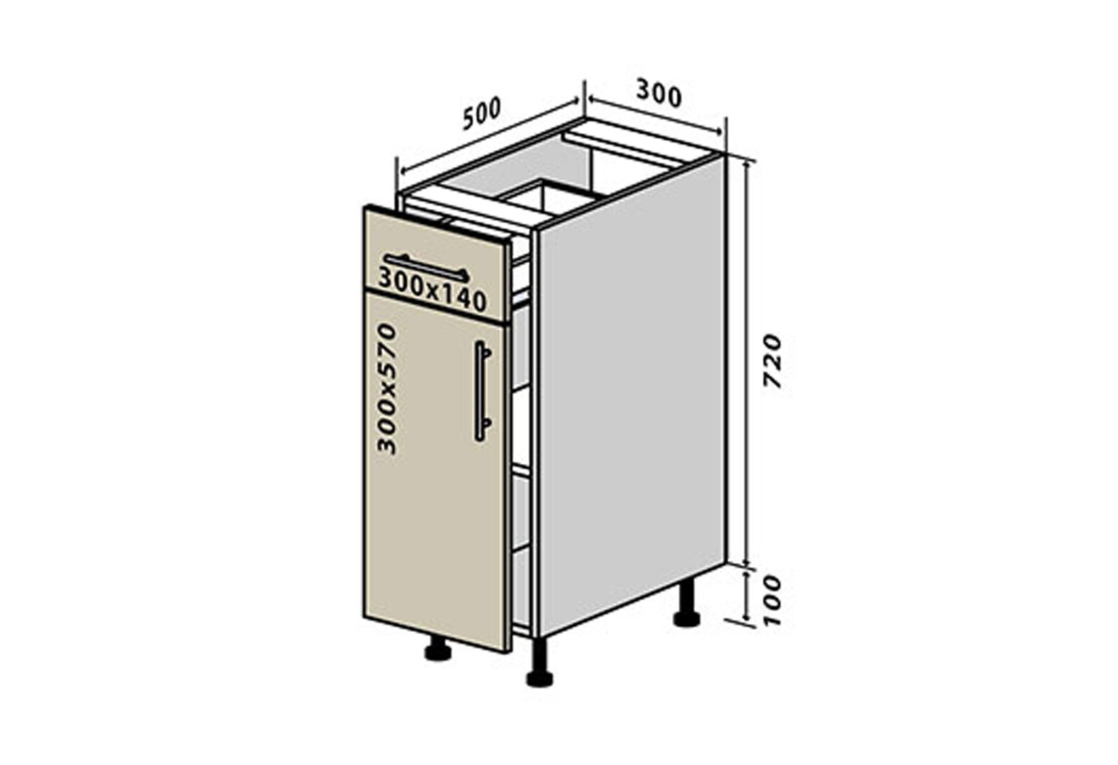 Фото 1 - Н22 Тумба 1Ш1Д 30 Моно Luxe Вип-Мастер