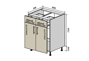 Фото Н26 Тумба 2Ш2Д 60