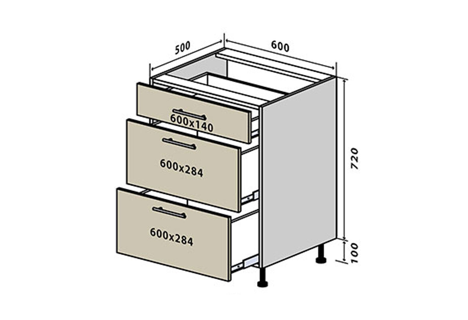 Фото 1 - Н28 Тумба 3Ш 60 Моно Luxe Вип-Мастер
