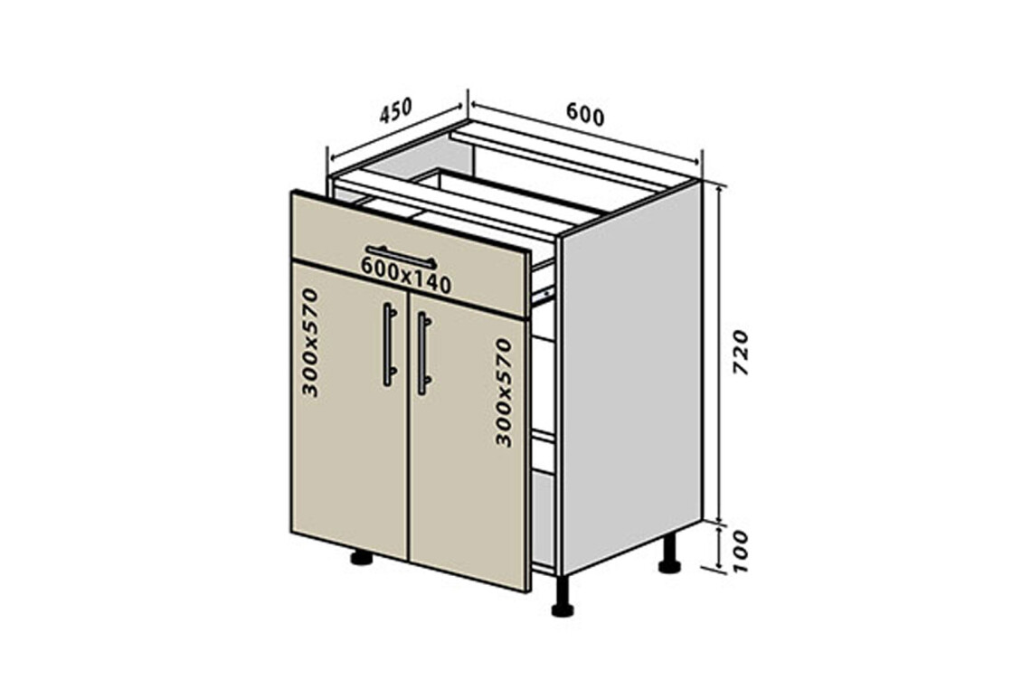 Фото Н30 Тумба 1Ш2Д 60 Бета Вип-Мастер