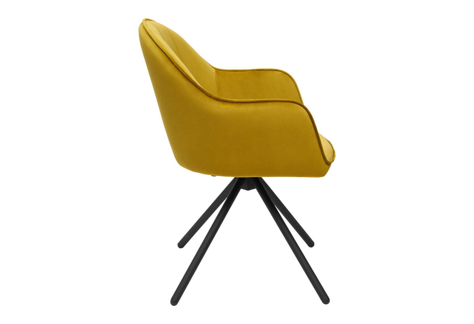 Фото 3 - Стілець кухонний Bjorn Лестер 58x62x83 см м'який з підлокітниками, жовтий Magic Velvet 2290, опора чорна