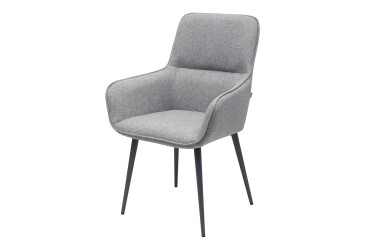 Фото Стілець кухонний Bjorn Фрост 60x63x93 см м'який з підлокітниками, сірий Solid 90, опора чорна