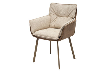 Фото Стілець кухонний Bjorn Расмус 59x64x85 см м'який з підлокітниками, бежевий Gemma 06 / Preston 23, опора мокко