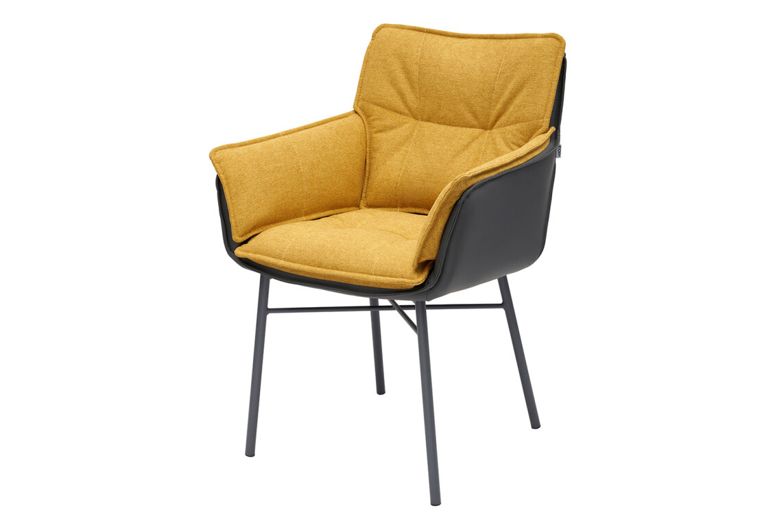 Фото Стілець кухонний Bjorn Расмус 59x64x85 см м'який з підлокітниками, жовтий Primo 48 / Boston 10, опора сіра