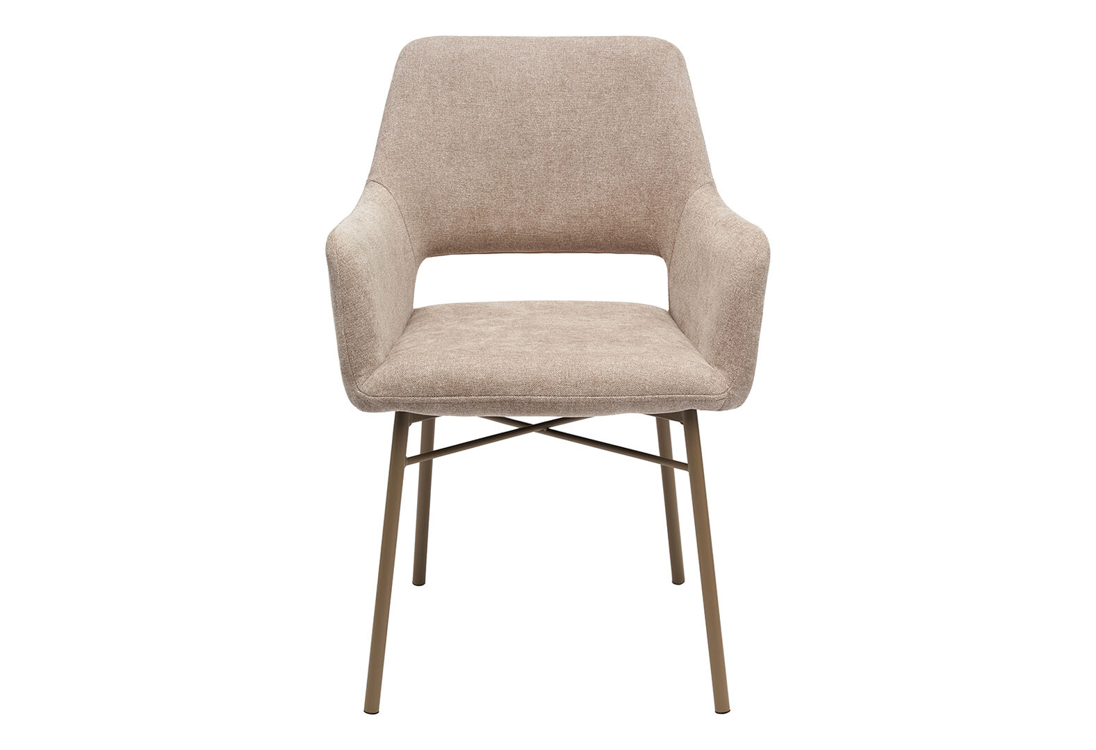 Фото 3 - Стул кухонный Bjorn Старк 58x58x82 см мягкий с подлокотниками, бежевый Storm 09, опора мокко