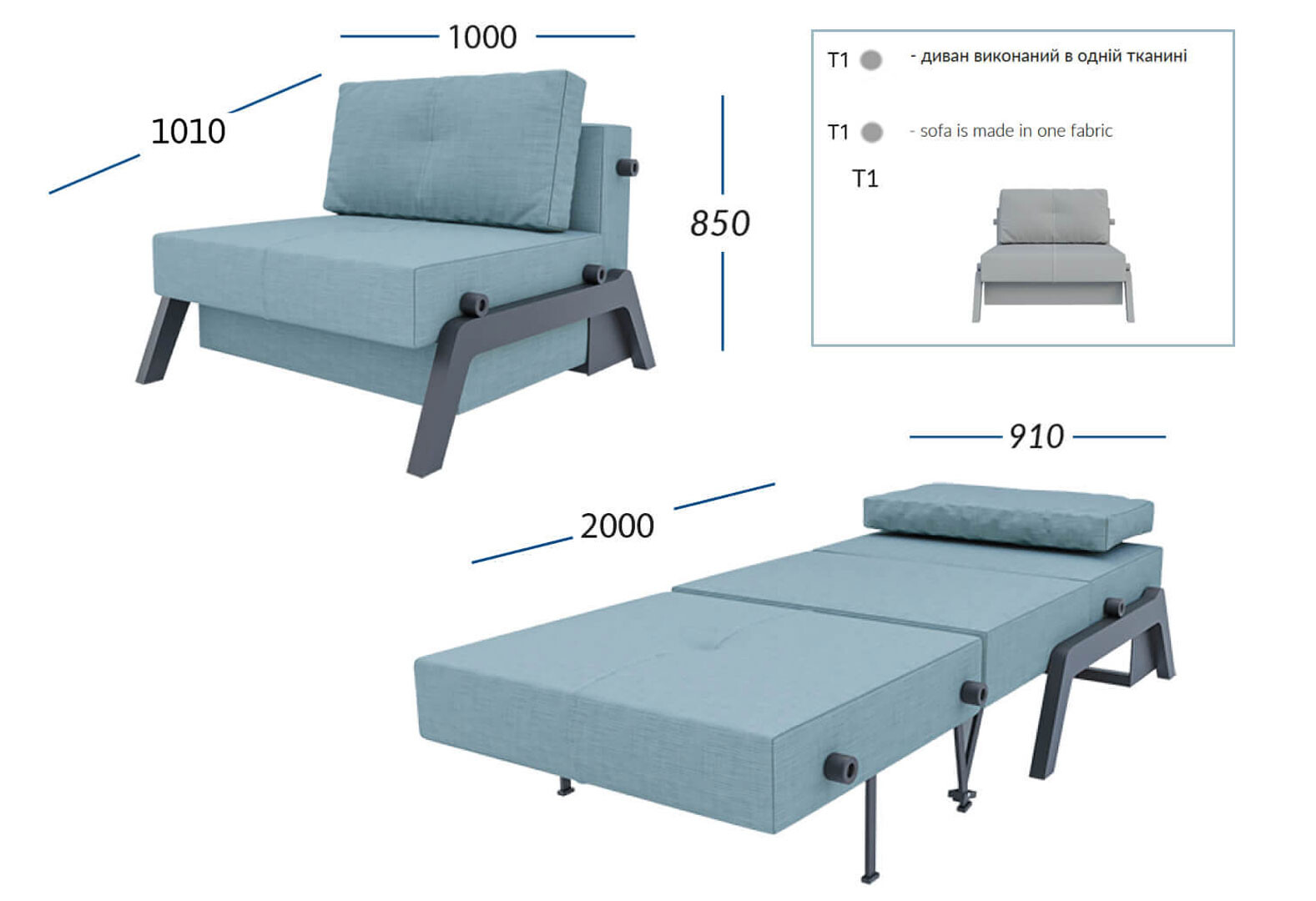 Фото 8 - Диван UMa Оксфорд мини 100x101 см