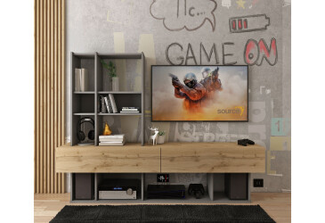 Фото Стенка Doros Нота 195 см Графит / Дуб Эвок