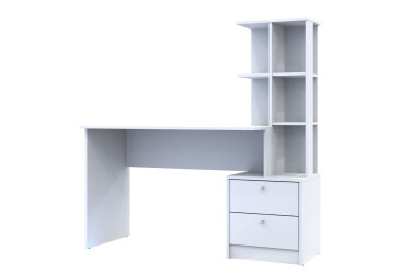 Фото Стол письменный Doros Т7 136х55х138 см с ящиками и боковыми полками, Белый