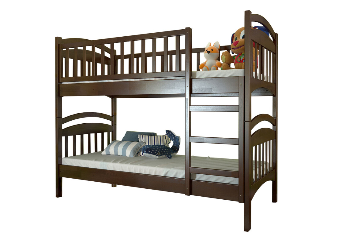 Фото Ліжко двоярусне Arbor Drev Смайл сосна 80х200, темний горіх