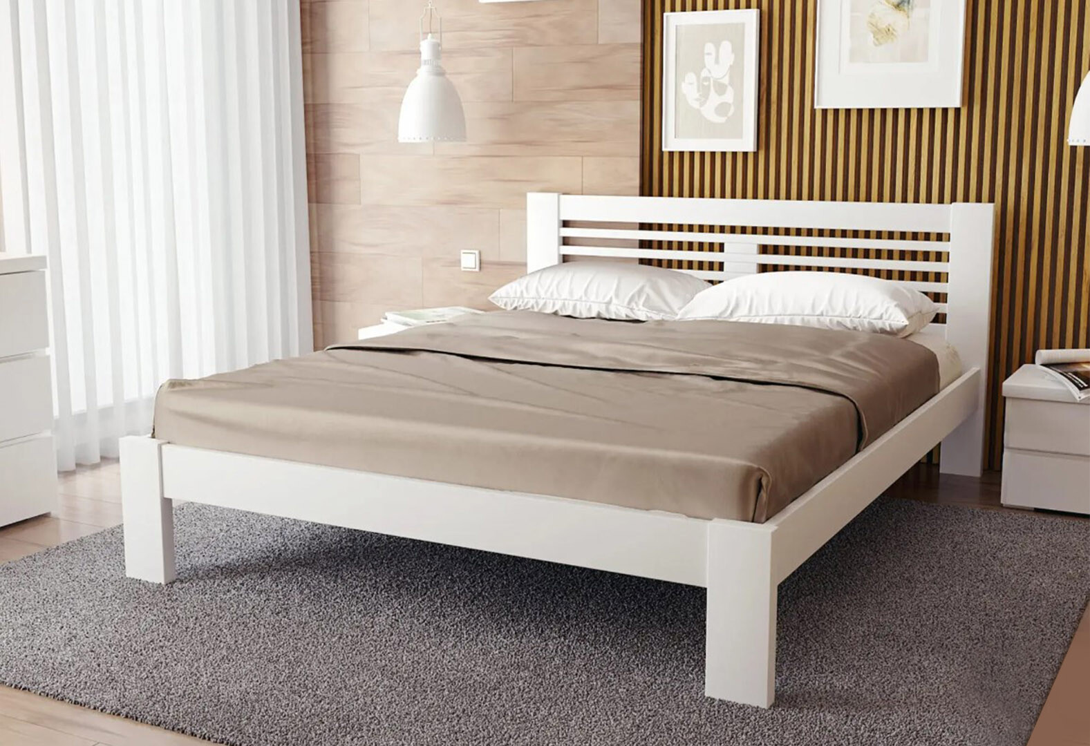 Фото 2 - Ліжко Arbor Drev Шопен 140х200, сосна, білий