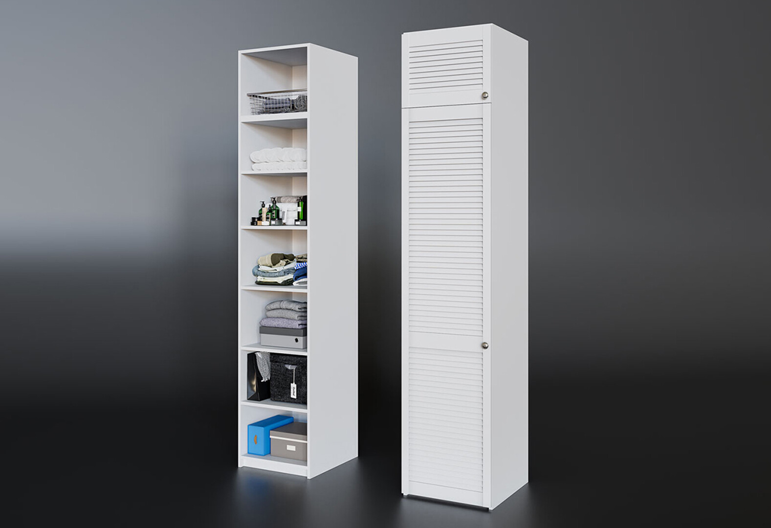 Фото 2 - Пенал VIP-master Техас 1-дверний з антресолею 50 см Білий