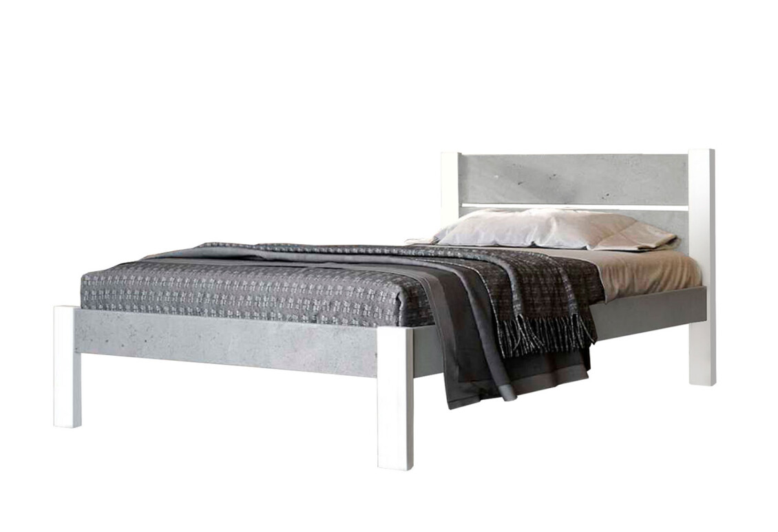 Фото Кровать Arbor Drev Лофт 2 (ДСП бетон) 120х190, бук, белый