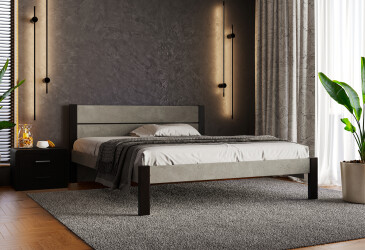 Фото Кровать Arbor Drev Лофт 2 (ДСП бетон) 180х200, сосна, венге