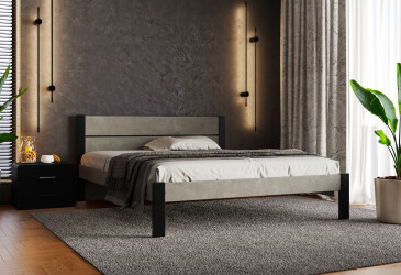 Фото Кровать Arbor Drev Лофт 2 (ДСП бетон) 180х190, бук, венге магия