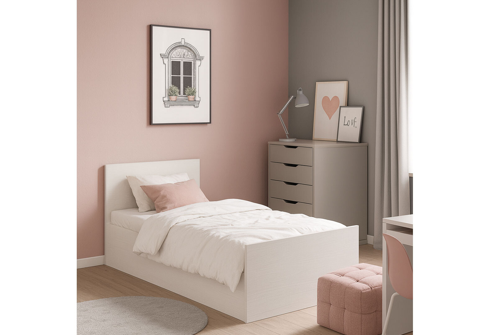 Фото 2 - Ліжко-подіум Київський стандарт Е 0.9 80х200 см білий структурний new