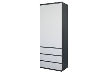 Фото Шкаф Moreli Т211 со штангой и ящиками 2-дверный 80 см антрацит / белый