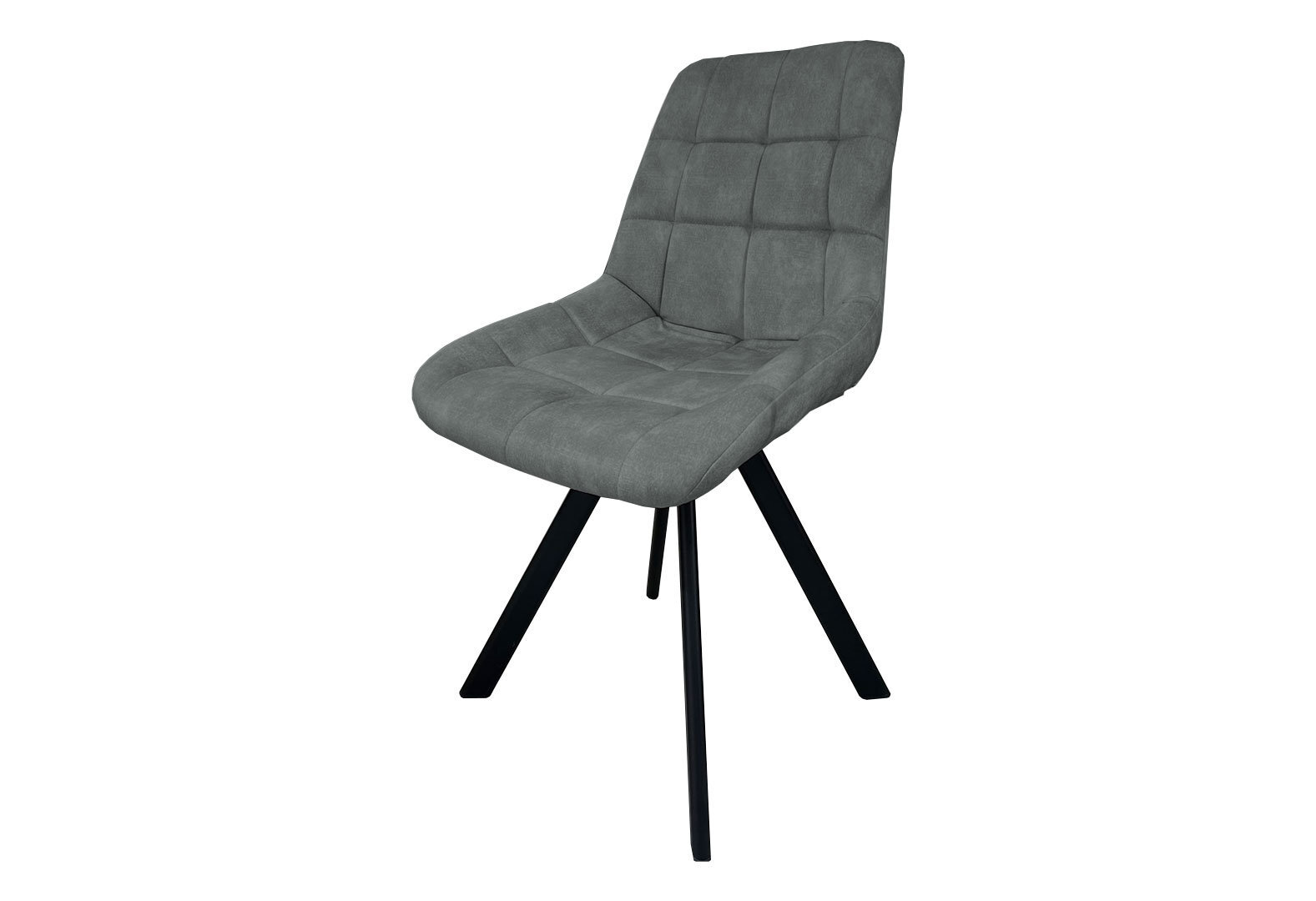 Фото 1 - Стул кухонный Новый Стиль Nicole 4L Black SQR (Box-2) 57x53x87 см мягкий / комплект 2шт Обивка: Palladium 16 Grey