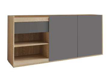 Фото Комод Moreli RS-3 з дверцятами, полицями та шухлядою 184 см дуб сонома / антрацит