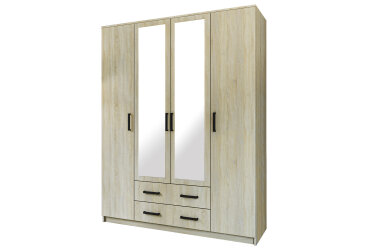 Image Шафа Garant Simple / Сімпл 4-дверна з 2 шухлядами та дзеркалом 160 см дуб сонома