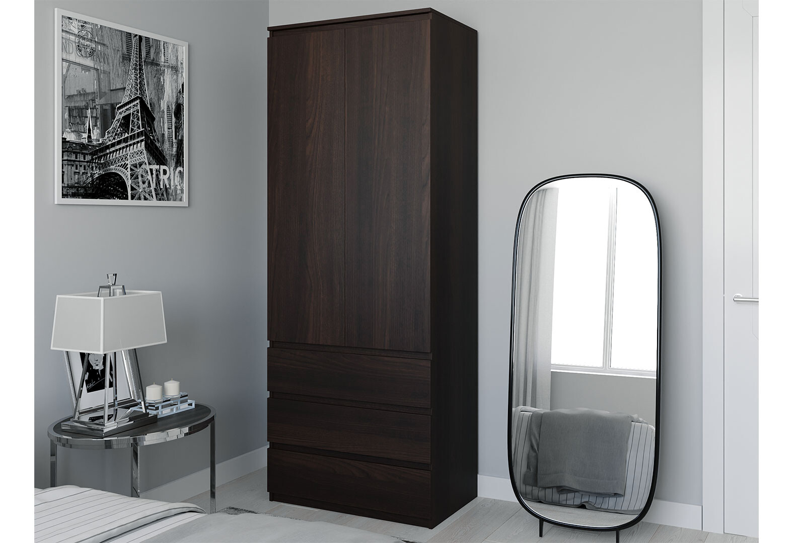 Фото 2 - Шкаф Moreli Т210 с полочками и ящиками 2-дверный 80 см венге магия