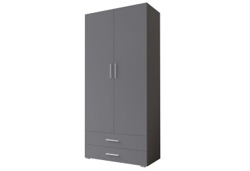 Фото Шкаф Moreli ST0002 со штангой и ящиками 2-дверный 100 см антрацит