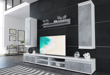 Фото Стенка Gerbor холдинг Люсия 220 см нимфея альба / бетон