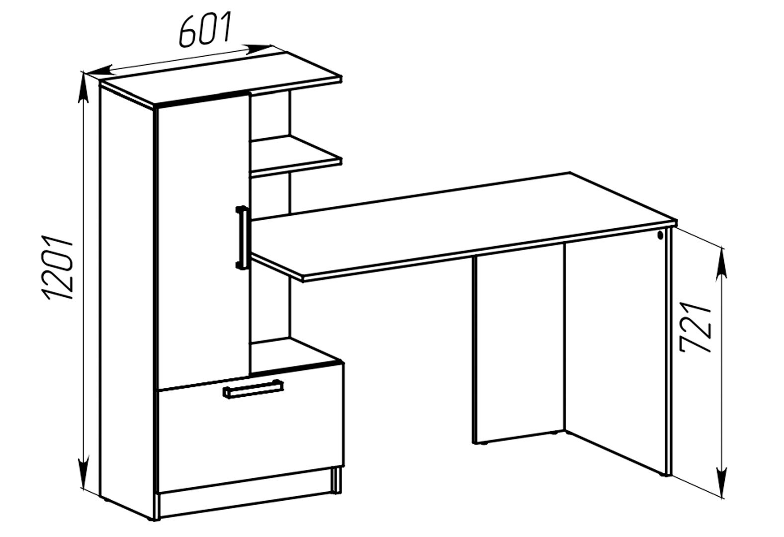 Фото 5 - Стіл комп'ютерний Garant Стандарт 150x59 см зі стелажем Венге / Дуб молочний, збірка ліва