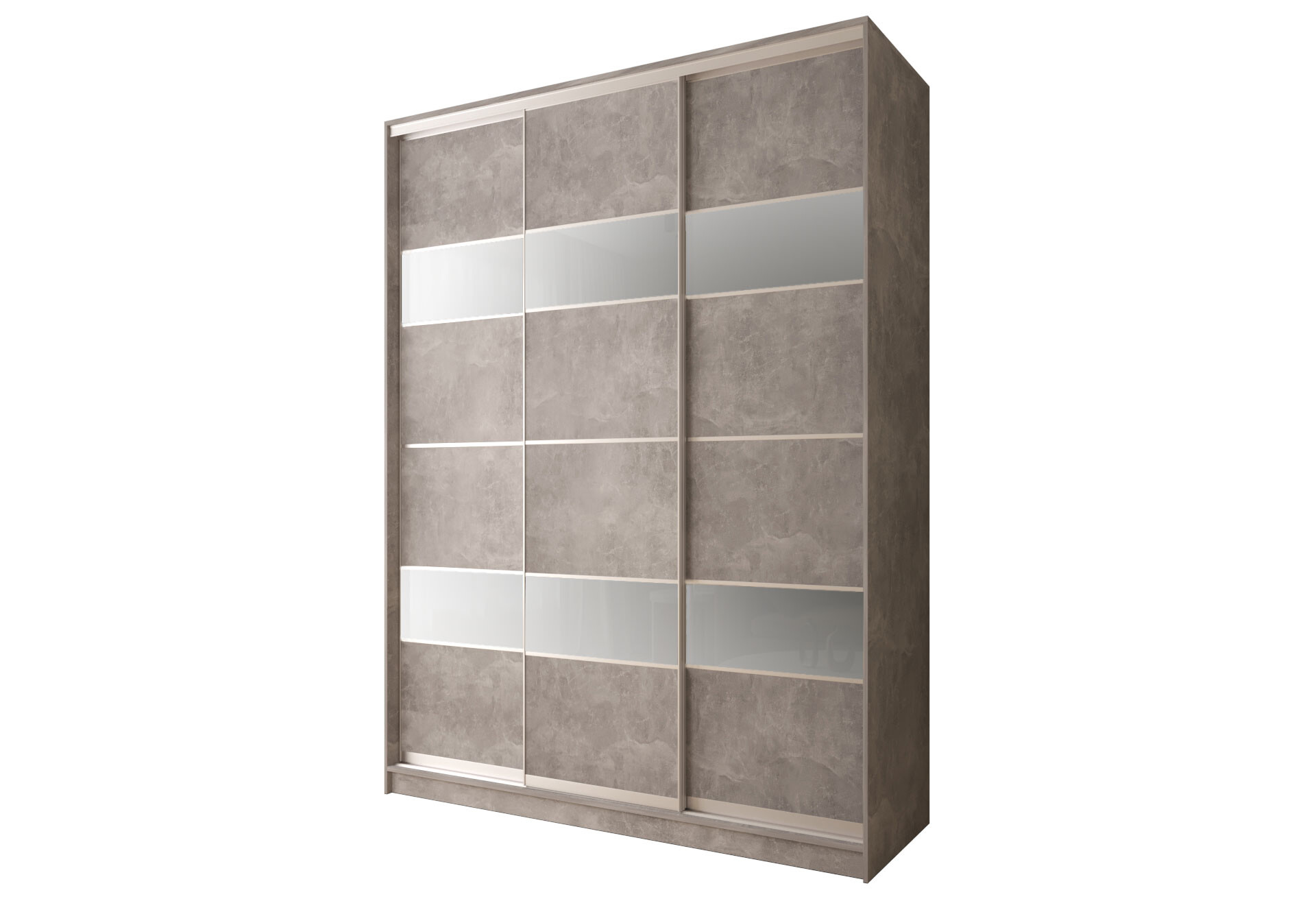 Фото 1 - Шафа-купе VIP-master 3-дверна ДСП + скло сатин 180 см Бетон, профіль AL