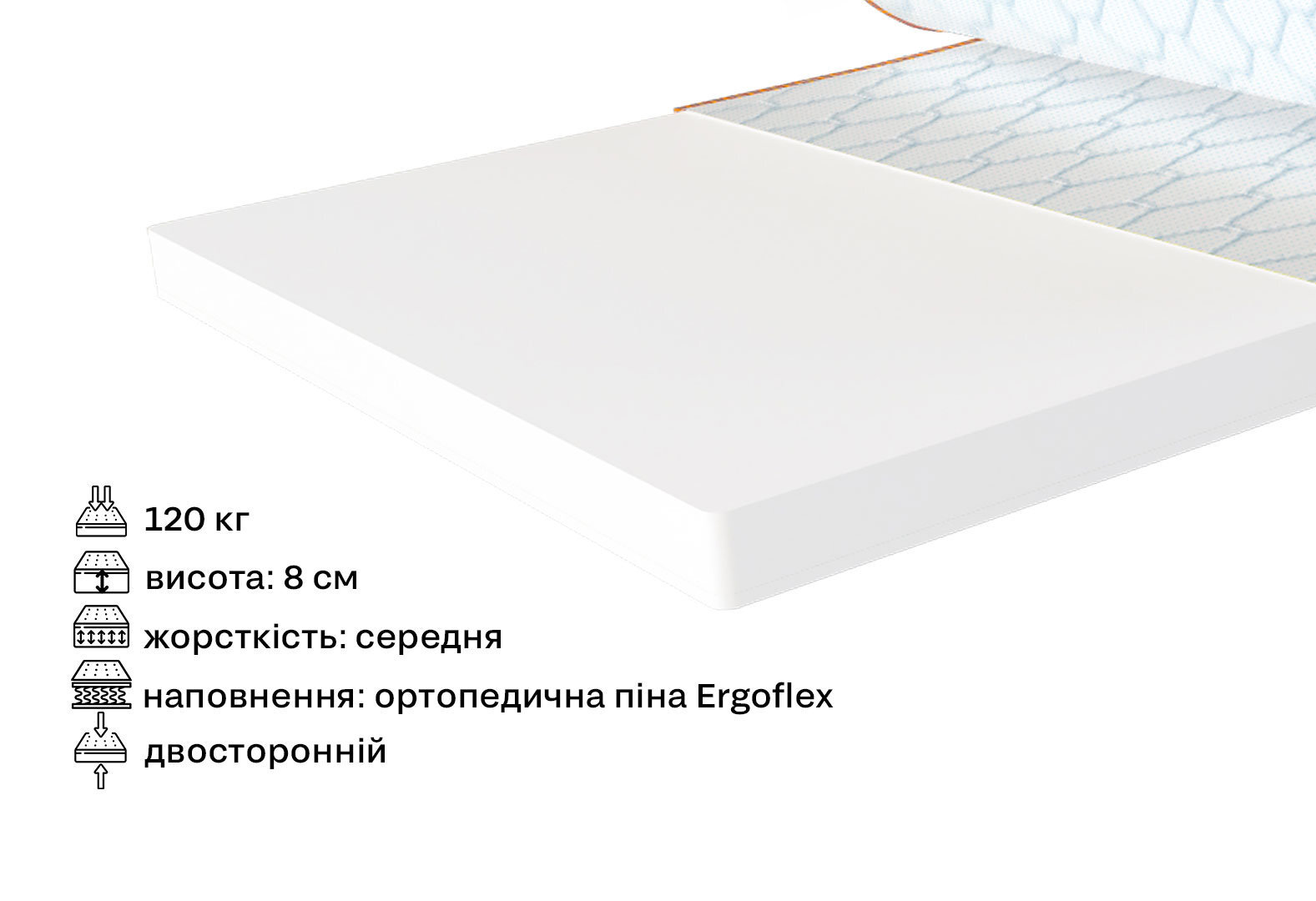 Фото 2 - Матрас Sleep&Fly mini топпер Super Flex / Супер Флекс (чехол из жаккарда) 160х200 ЕММ