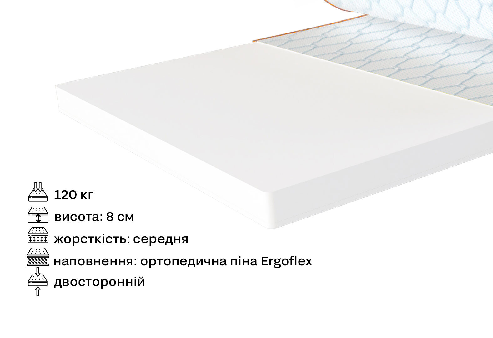Фото 2 - Матрас Sleep&Fly mini топпер Super Flex / Супер Флекс (чехол из жаккарда) 180х190 ЕММ