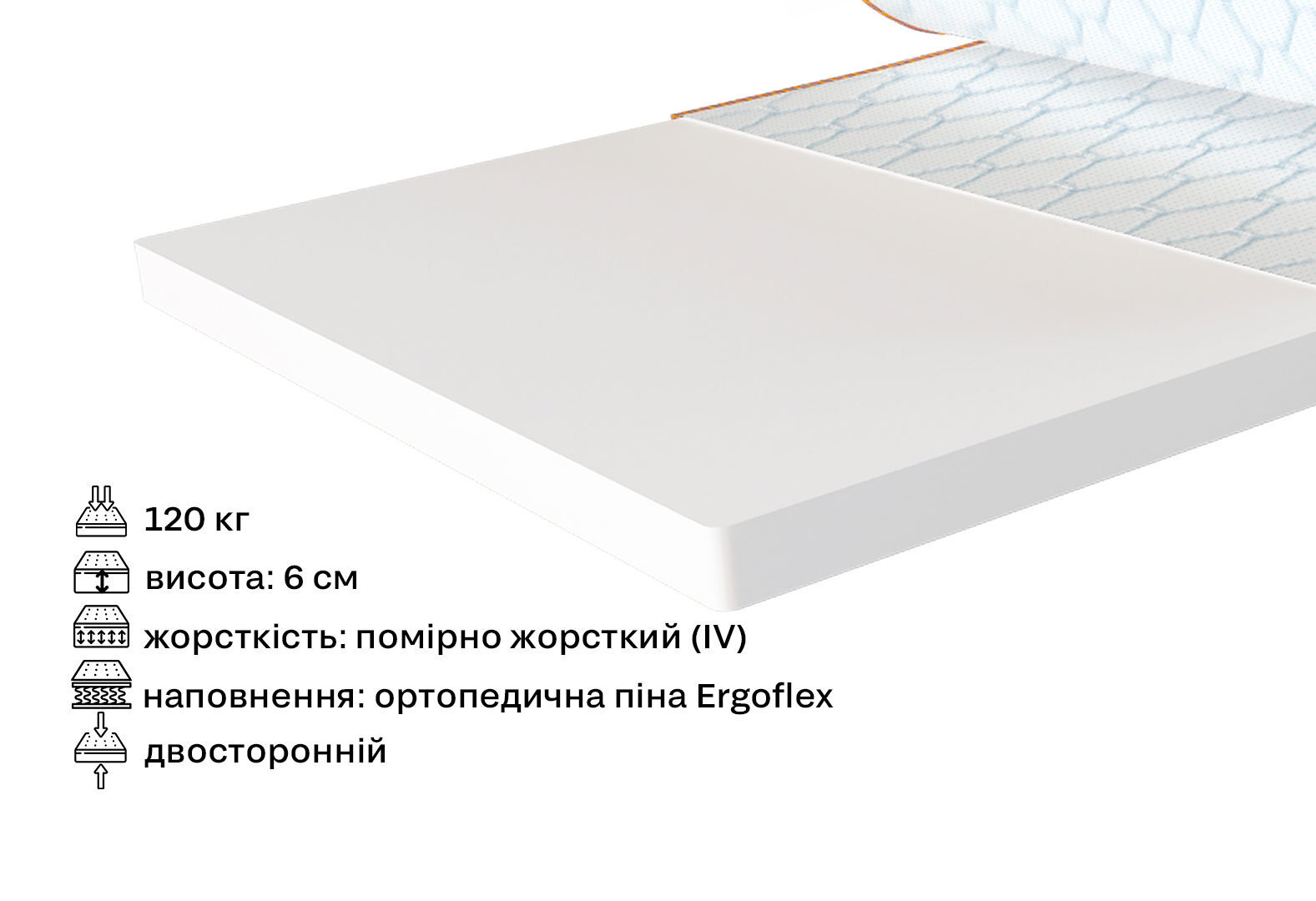 Фото 2 - Матрас Sleep&Fly mini топпер Flex Mini / Флекс Мини (чехол из жаккарда) 180х190 ЕММ