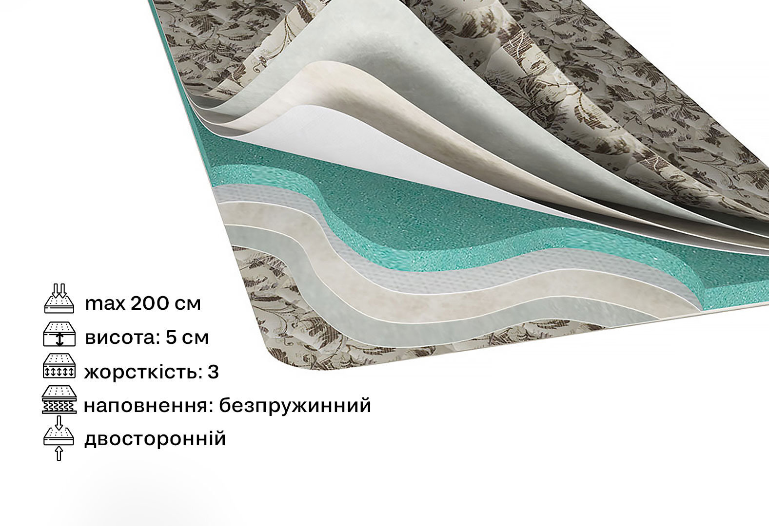 Фото 2 - Матрас Svit Mebliv Топпер-футон №1 категория 2, 90х200, чехол из жаккарда