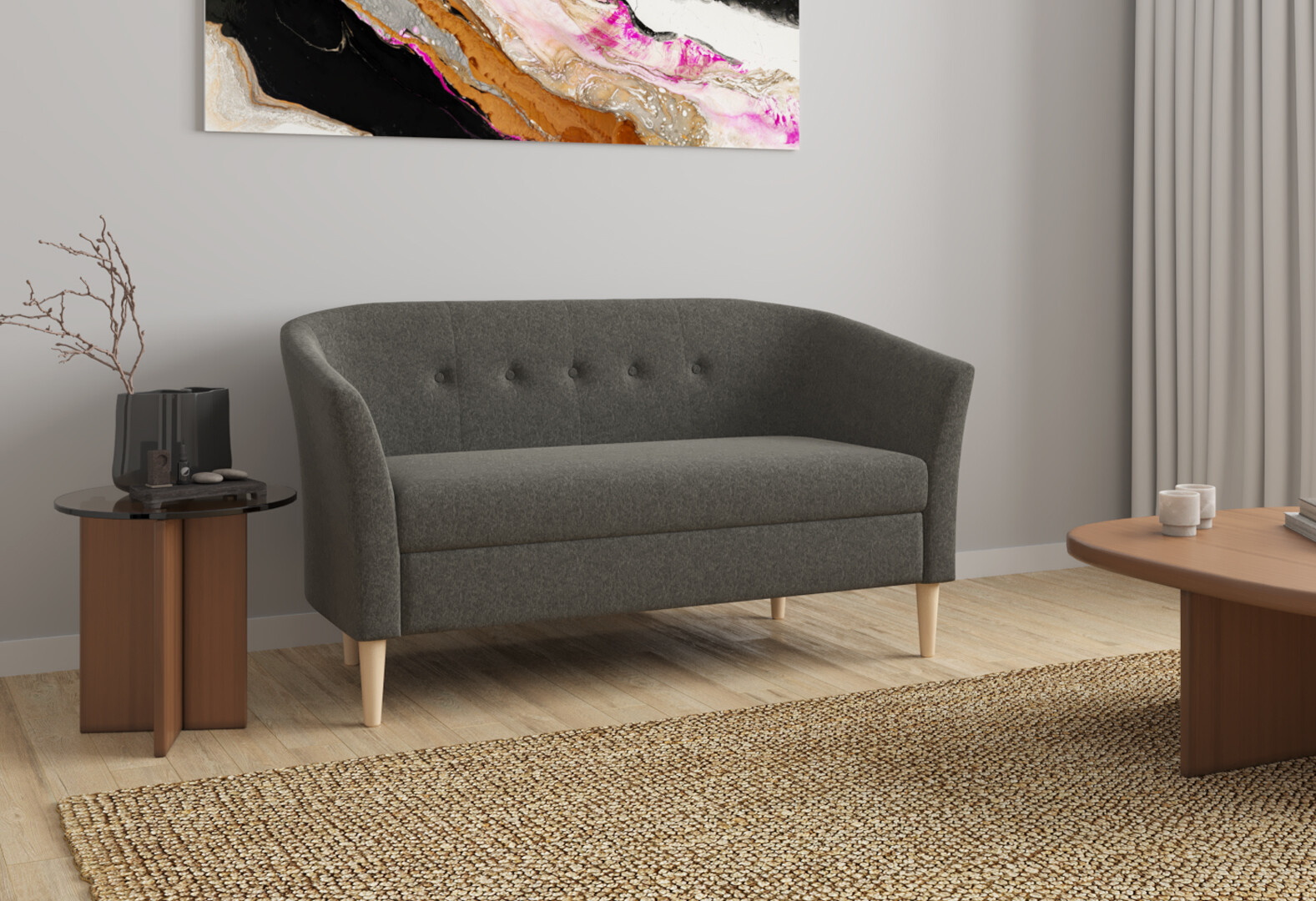 Фото 7 - Диван UMa Соната 2С 141x66 см нераскладной серо-коричневый (Fancy 96)