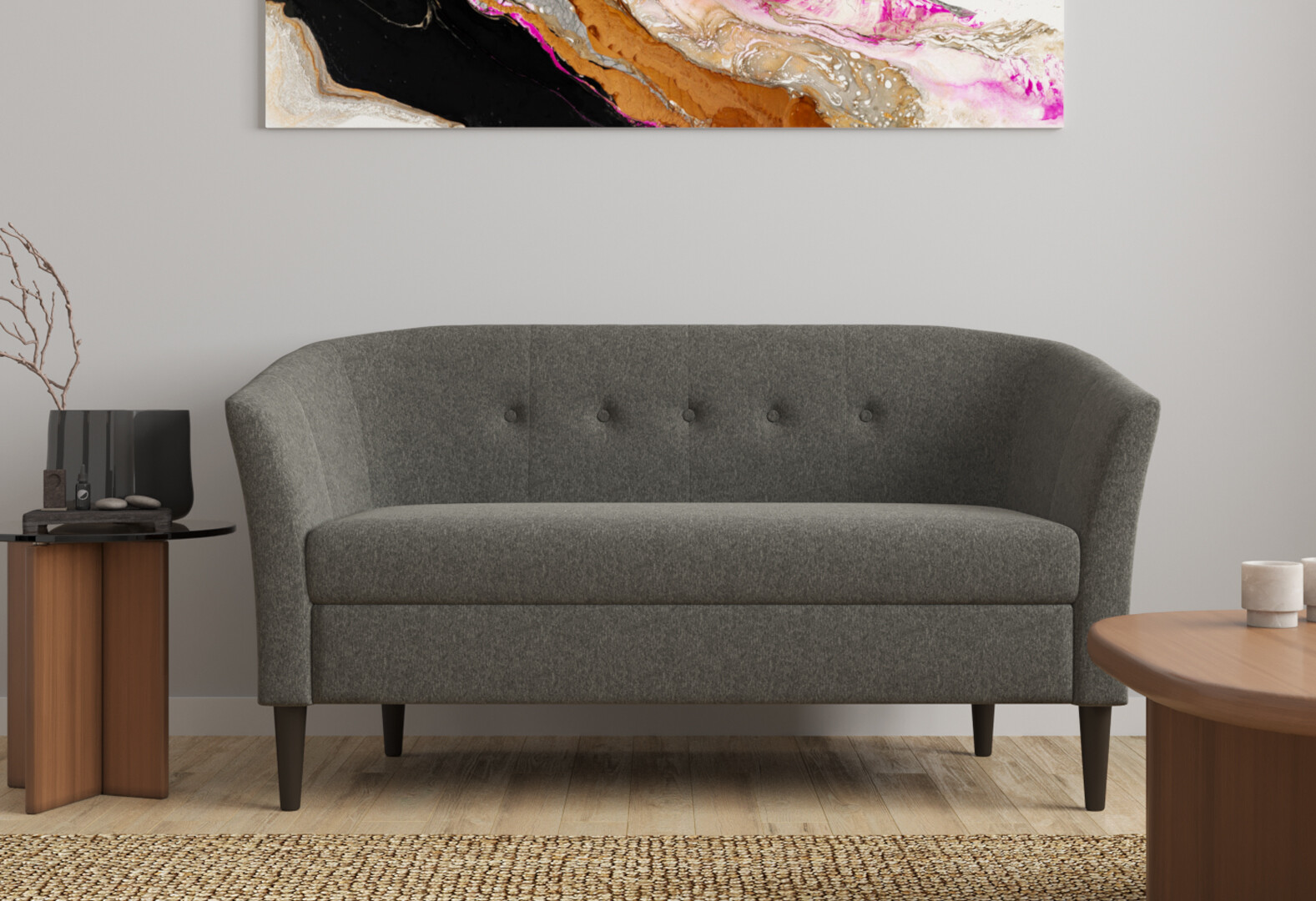 Фото 4 - Диван UMa Соната 2С 141x66 см нераскладной серо-коричневый (Fancy 96)