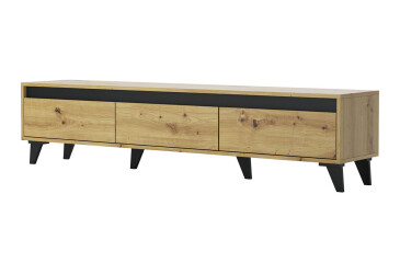 Фото Тумба под ТВ Svit Mebliv Одри с ящиками 185 см, Дуб артизан / дуб артизан, атрацит