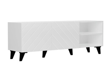 Фото Тумба под ТВ Svit Mebliv Холли с 2 дверцами и полками 150 см, Белый / белый глянец