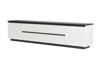 Фото Тумба під ТВ Світ Меблів Мія з 4 шухлядами та дверцятами 230 см, білий/бетон темний