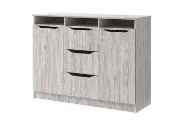 Фото Комод Svit Mebliv Локи 2-дверный с 3 ящиками 120 см, Артвуд светлый